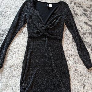 H&M Divided Sparkly Black Dress Size 4